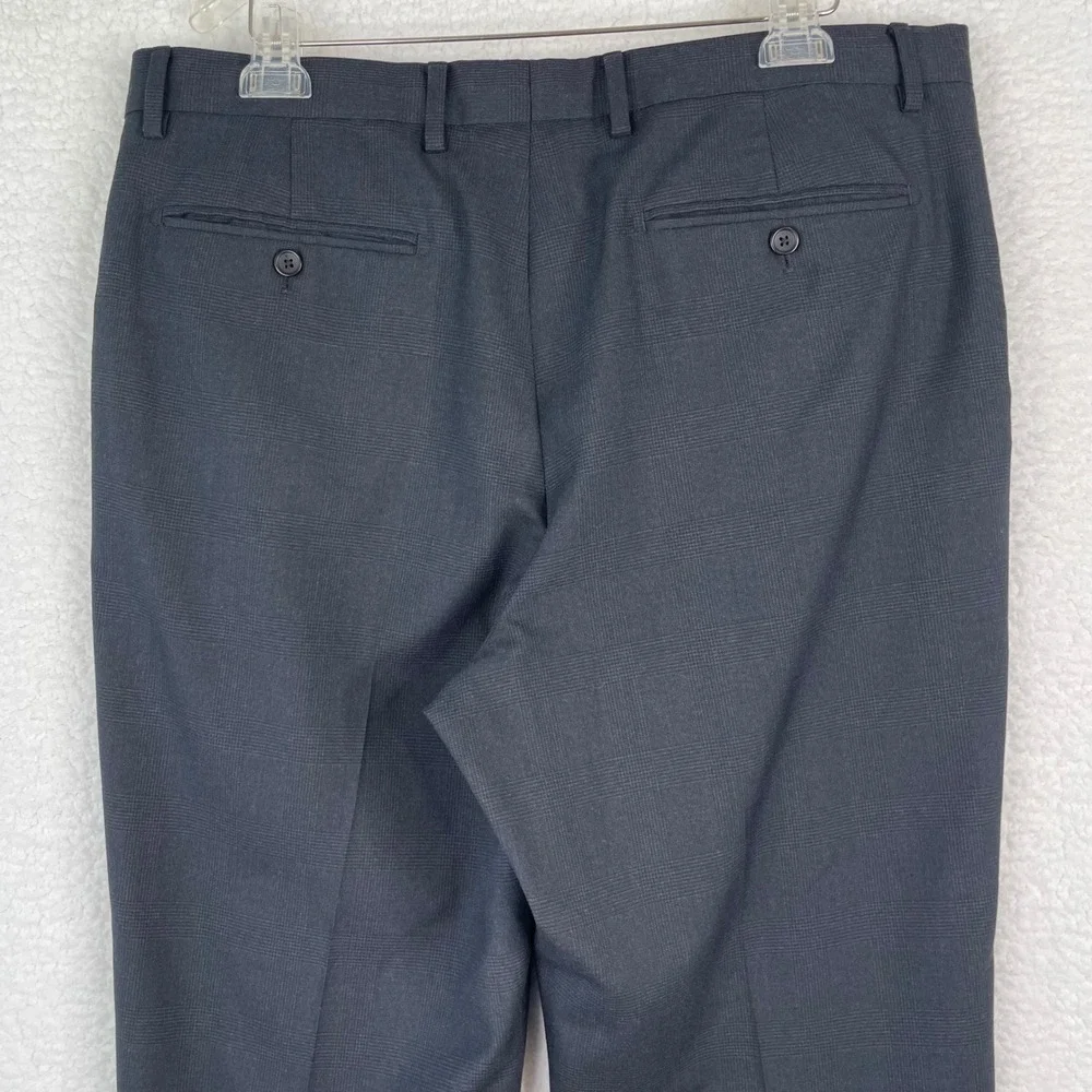 Banana Republic Mens 35x30 Dark Gray Glen Plaid Standard‎ Fit Dress Pants Slacks